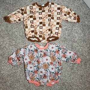 2 Addie Joy Sweatshirt Rompers 12-18m